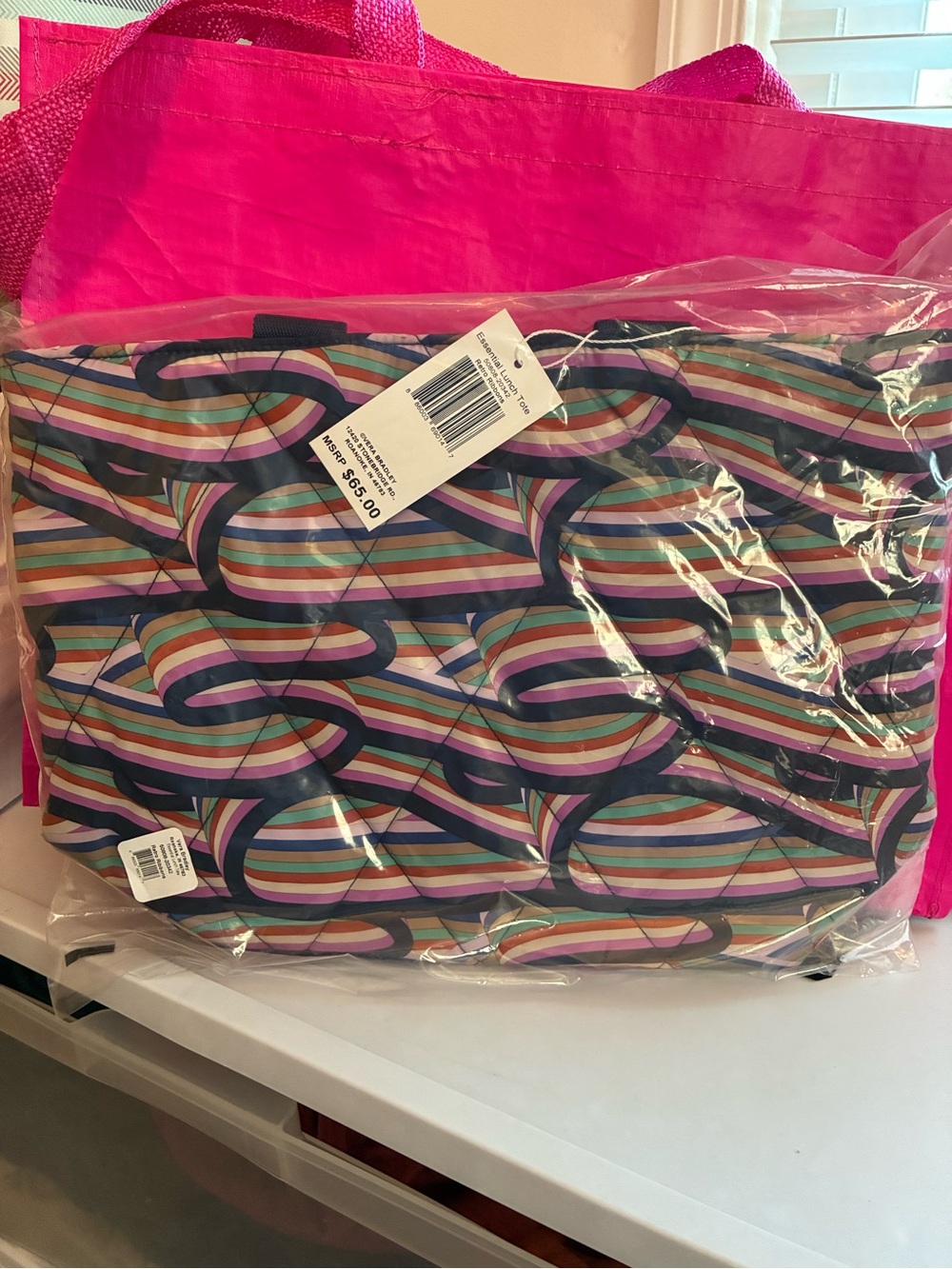 Vera Bradley ultralight lunch tote retro ribbons rainbow